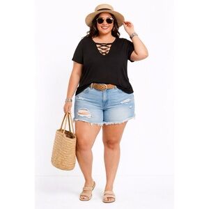 MAURICES Black Strappy T Shirt